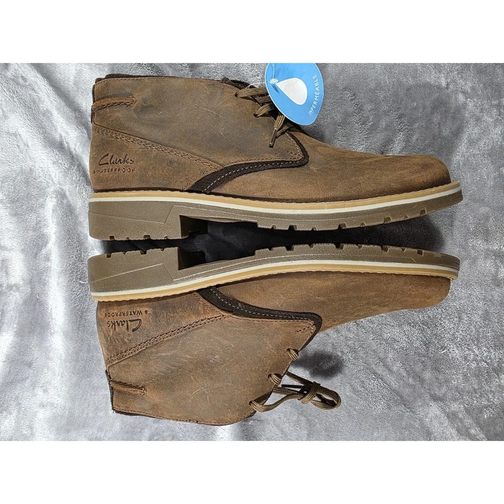 Clarks Men's Morris Peak Waterproof Chukka Boot, Beeswax Leather Size 9 NWOB
